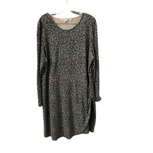 Boden Faux wrap midi dress Women 20/22R floral black blue pink long sleeve